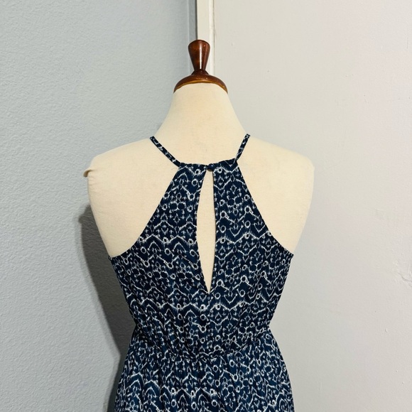 BP Women Blue Halter Elegant Summer Slit Maxi Dress Size M Elastic Waist Band - Picture 16 of 17